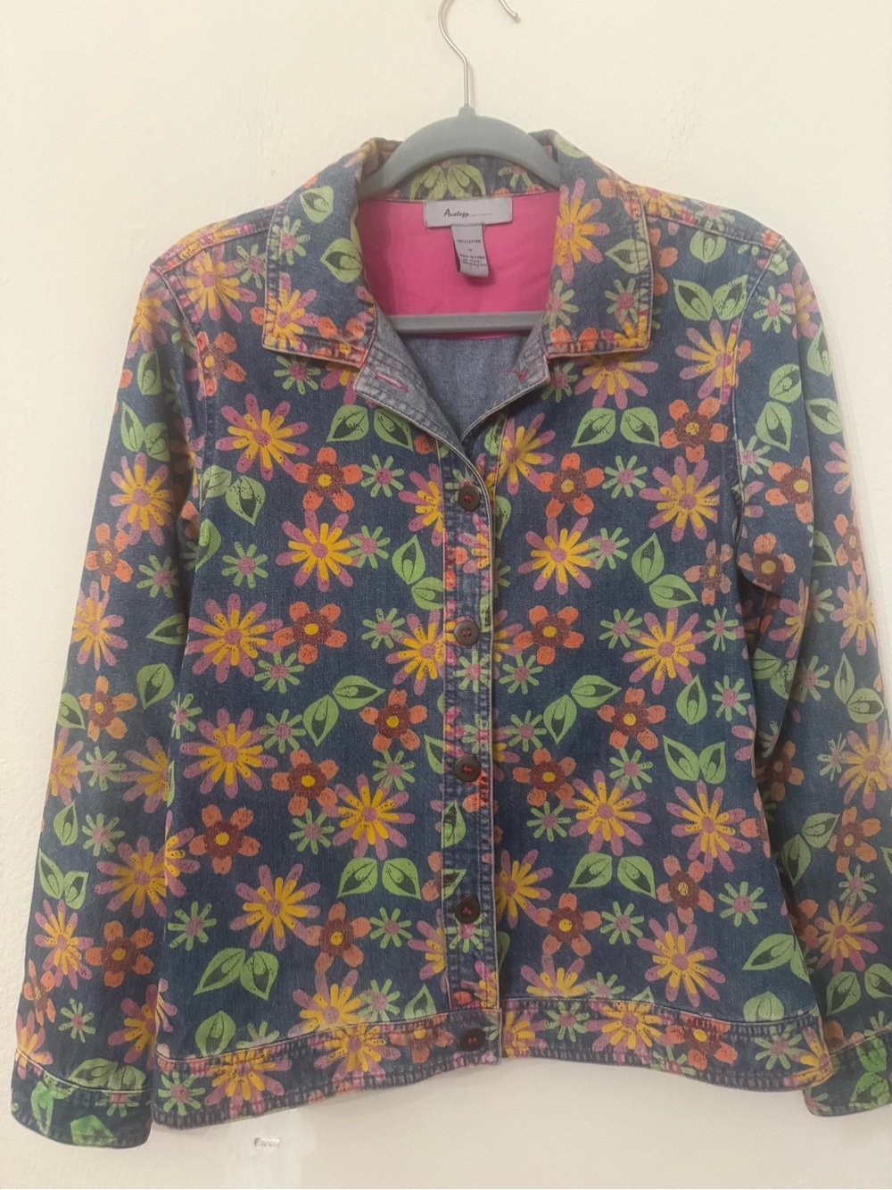 Colorful funky Floral Denim Jacket - Bright Floral Print